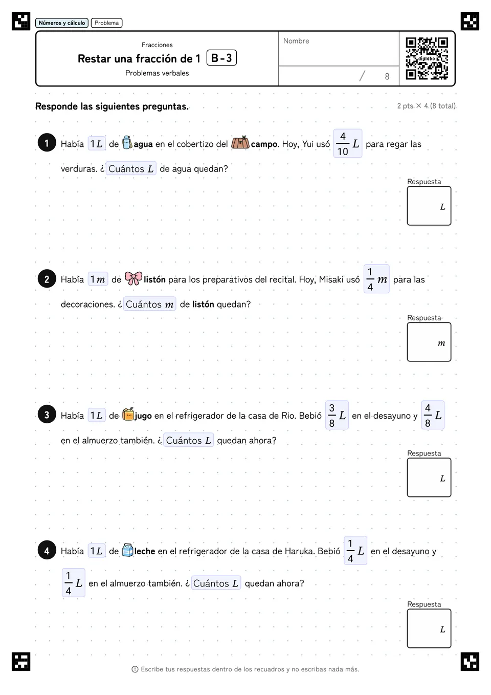 Restar una fracción de 1 B-3