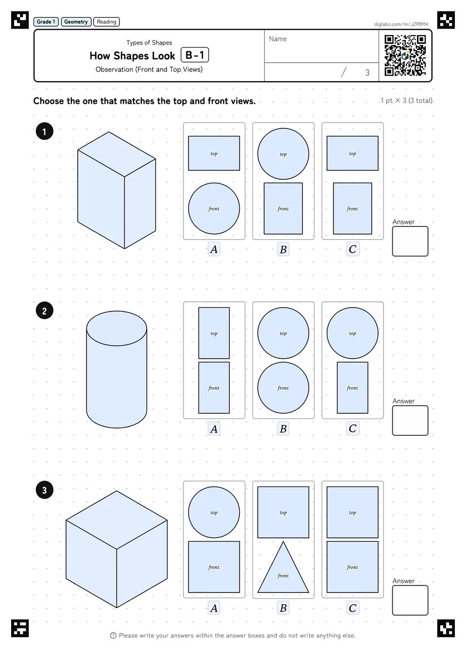 Grade 1 (Elementary School) Types of Shapes How Shapes Look