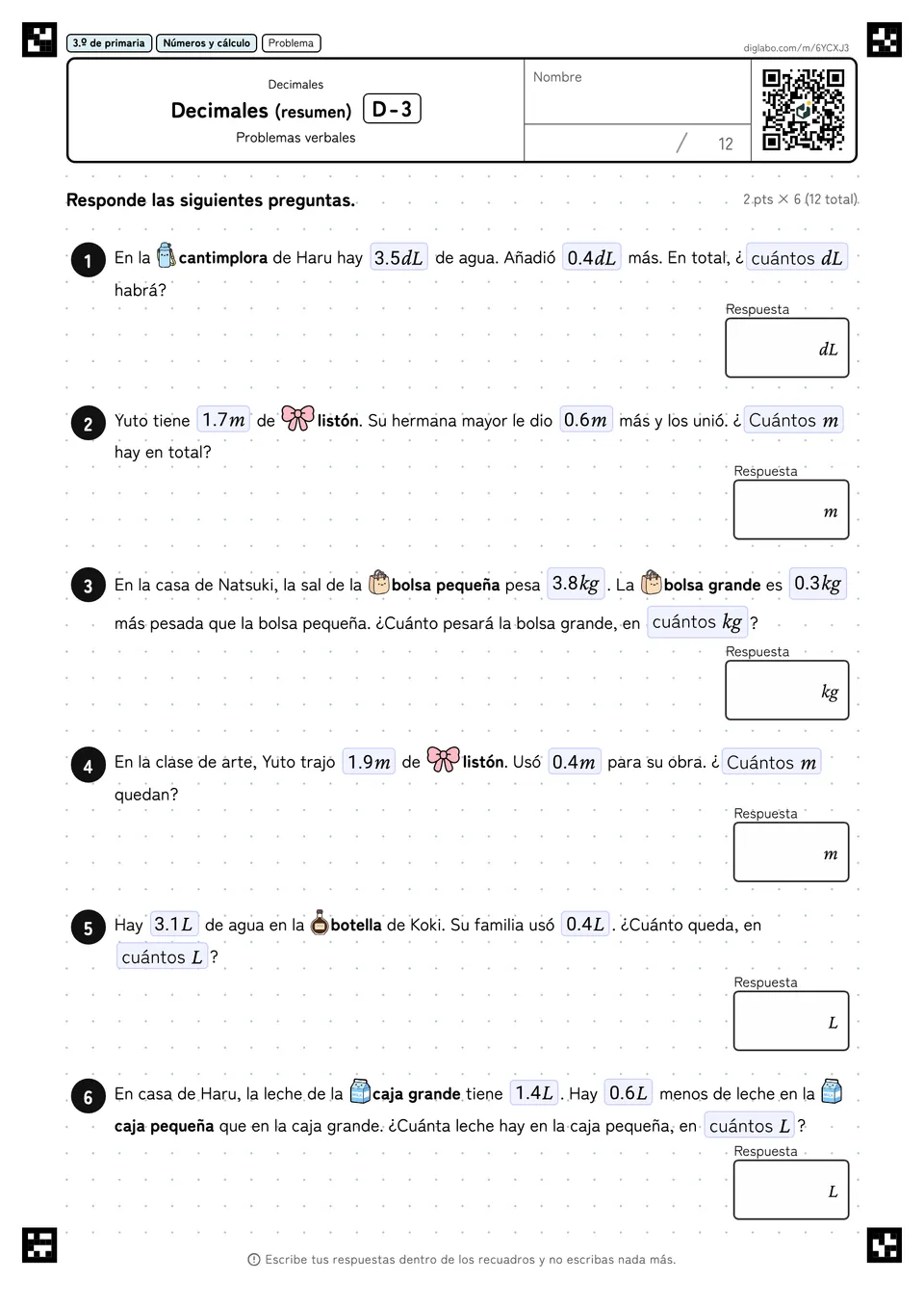 3.º de primaria Decimales Decimales (resumen)