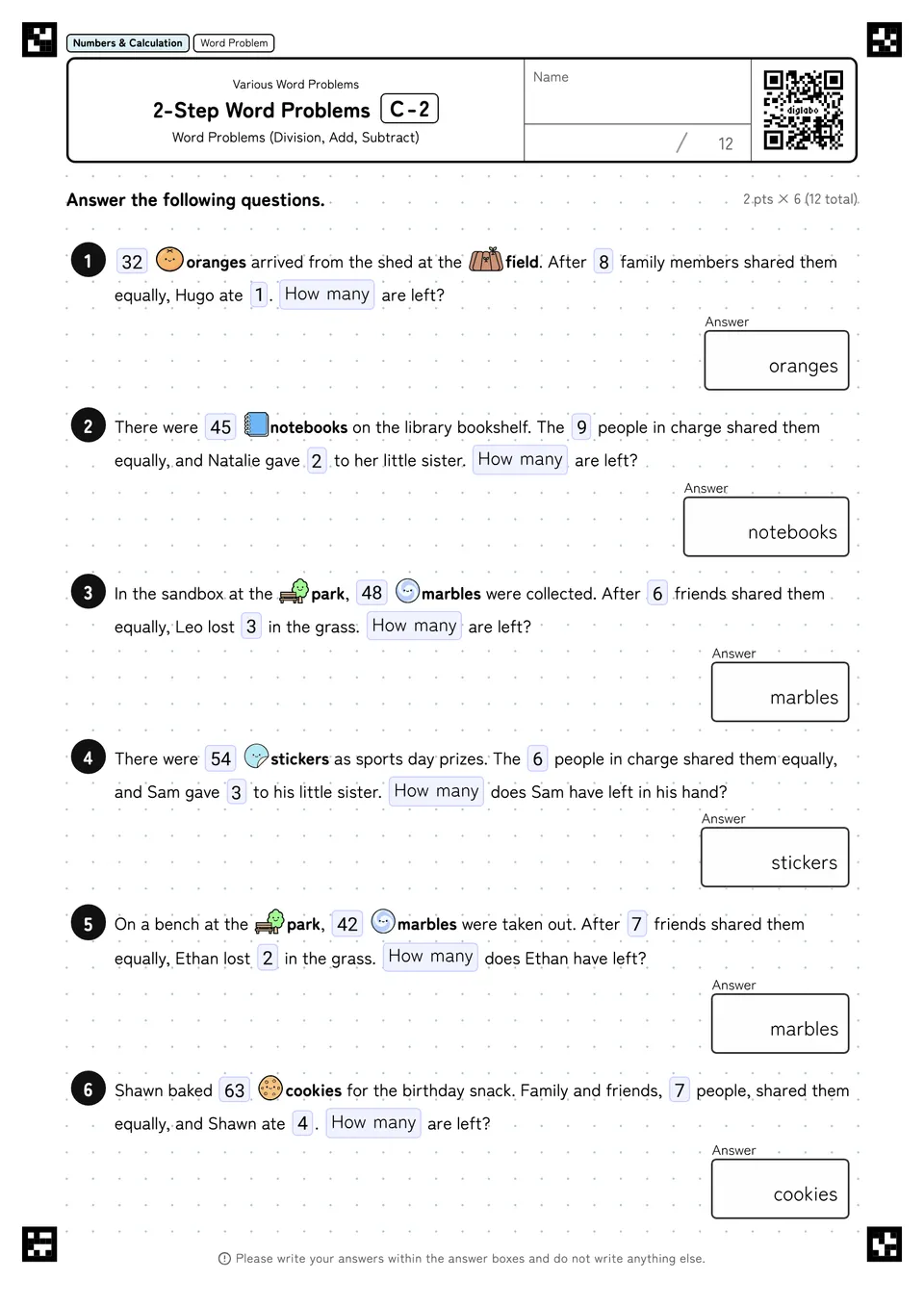 2-Step Word Problems C-2