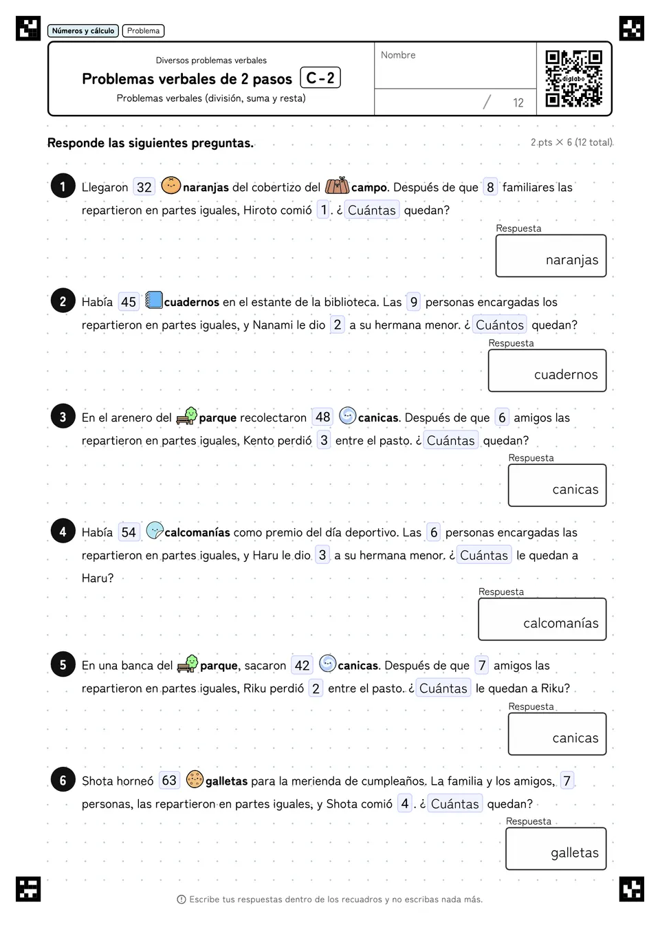 Problemas verbales de 2 pasos C-2