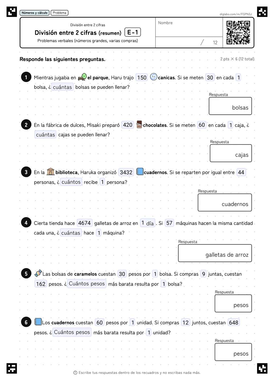 División entre 2 cifras (resumen) E-1