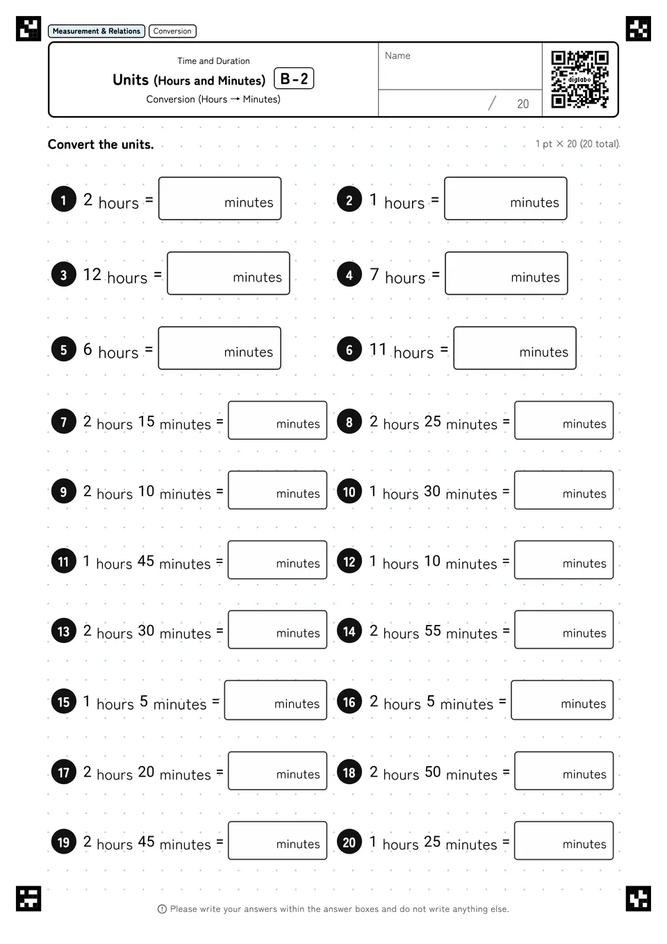 Units (Hours and Minutes) B-2