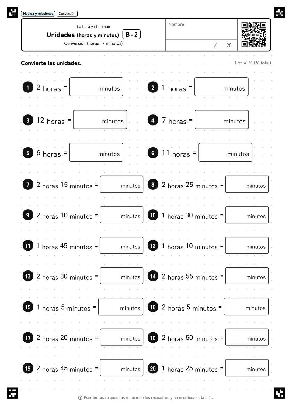 Unidades (horas y minutos) B-2
