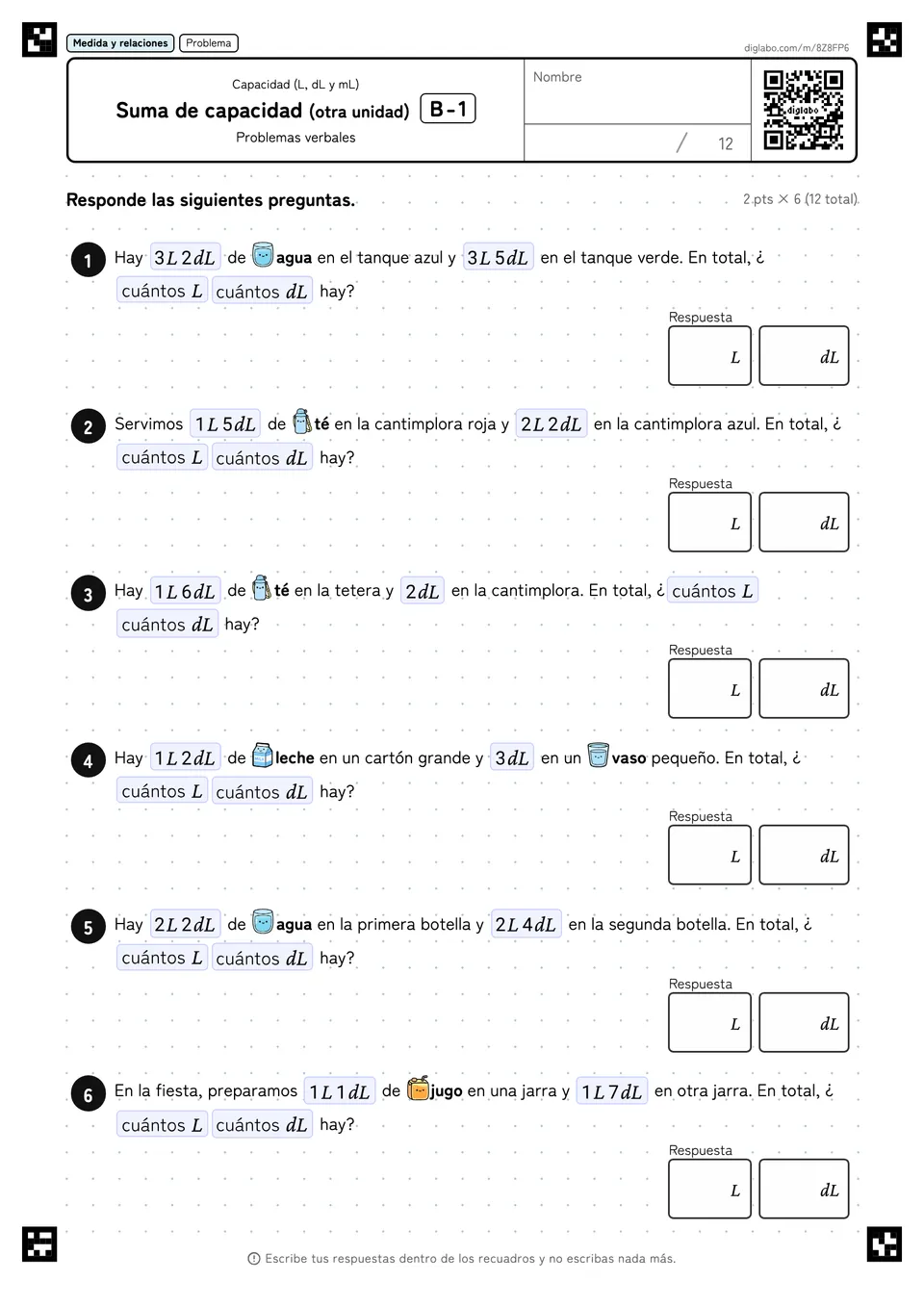 Suma de capacidad (otra unidad) B-1