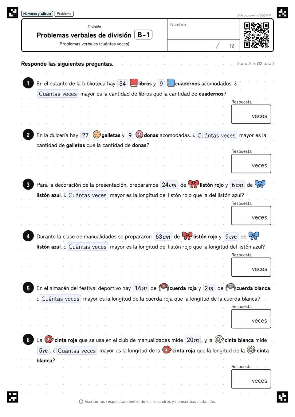Problemas verbales de división B-1