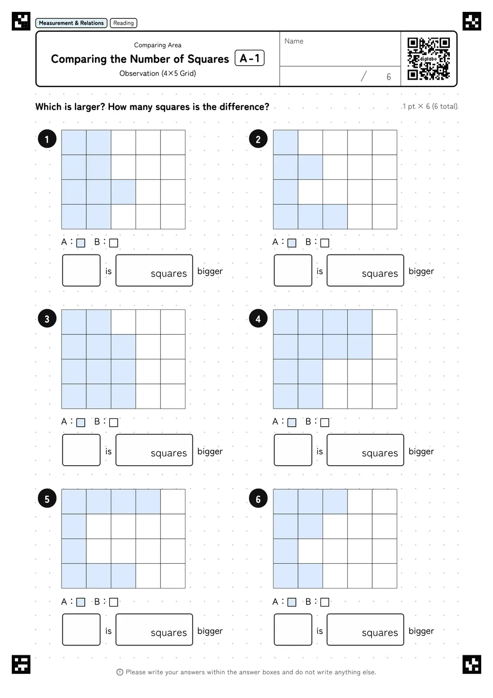 Comparing the Number of Squares A-1