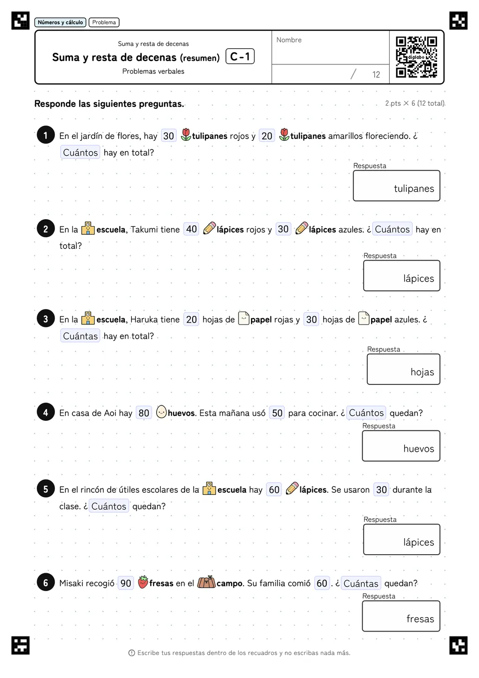 Suma y resta de decenas (resumen) C-1