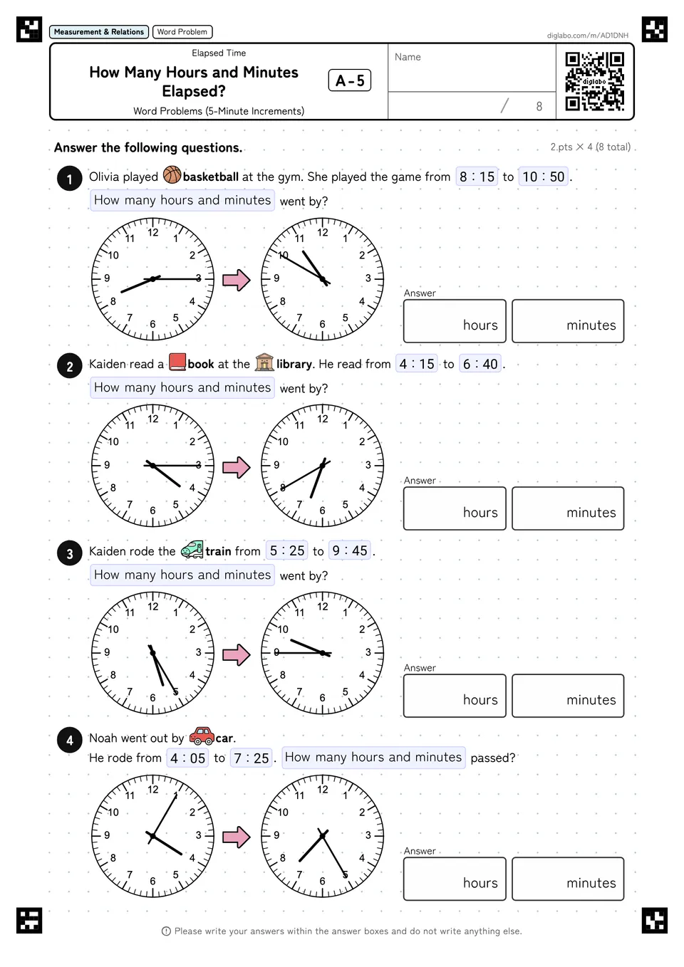 How Many Hours and Minutes Elapsed? A-5