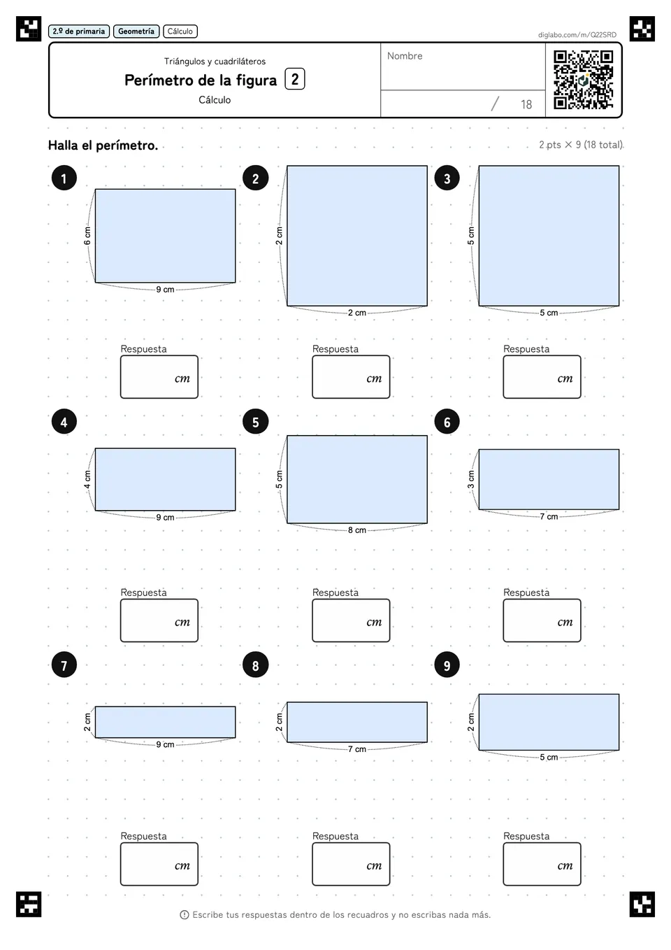 2.º de primaria Triángulos y cuadriláteros Perímetro de la figura