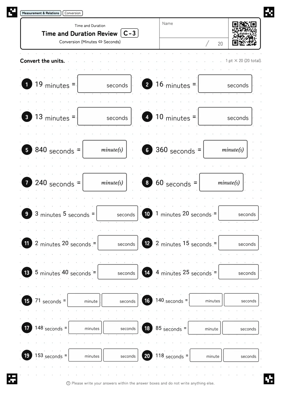 Time and Duration Review C-3
