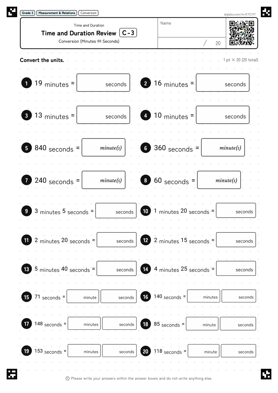 Grade 3 (Elementary School) Time and Duration Time and Duration Review