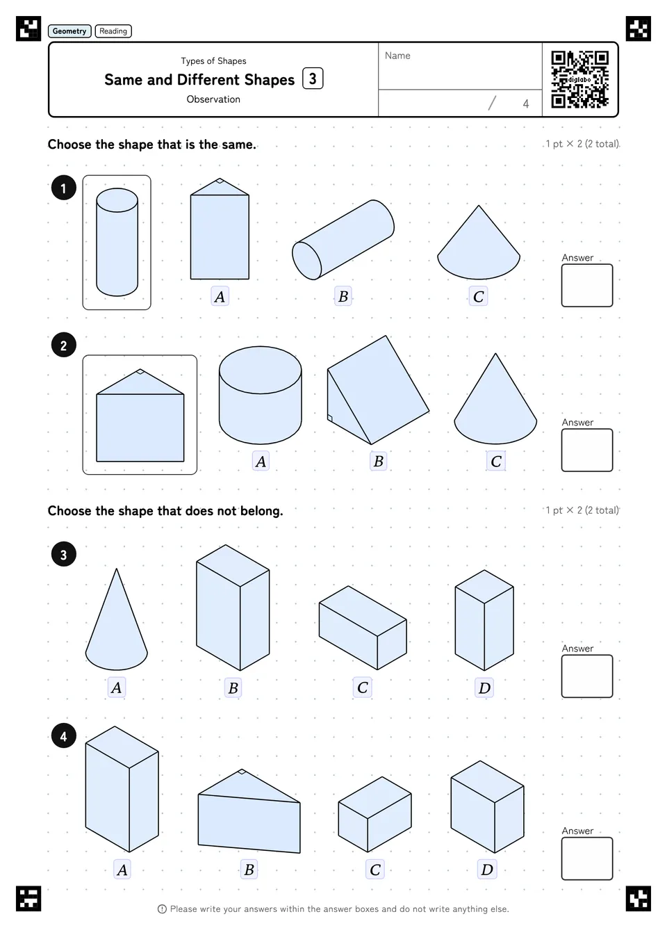 Same and Different Shapes 3
