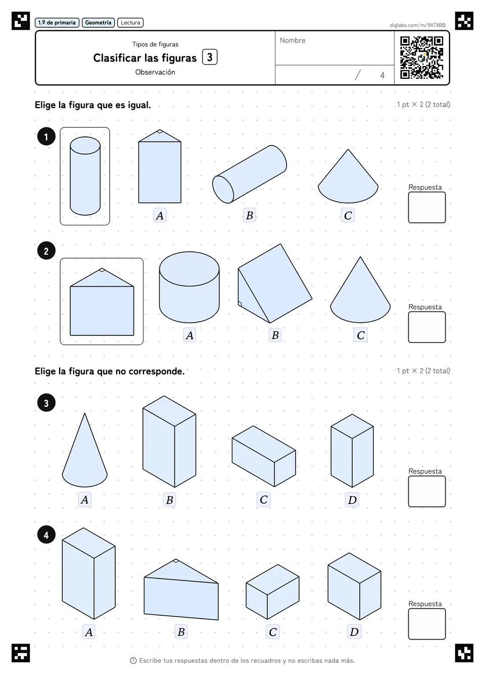 1.º de primaria Tipos de figuras Clasificar las figuras