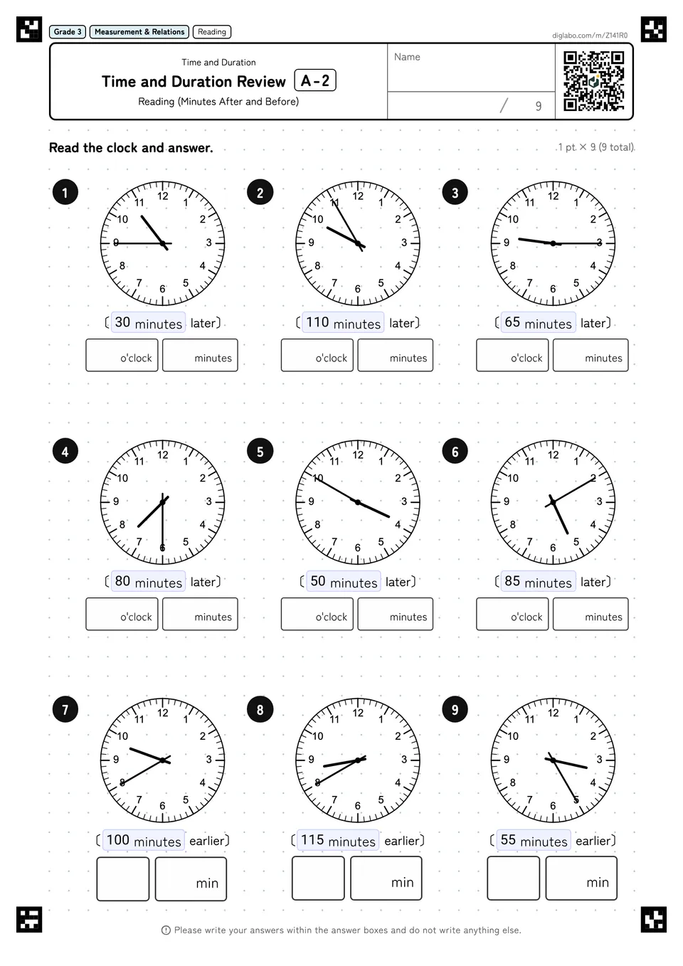 Grade 3 (Elementary School) Time and Duration Time and Duration Review