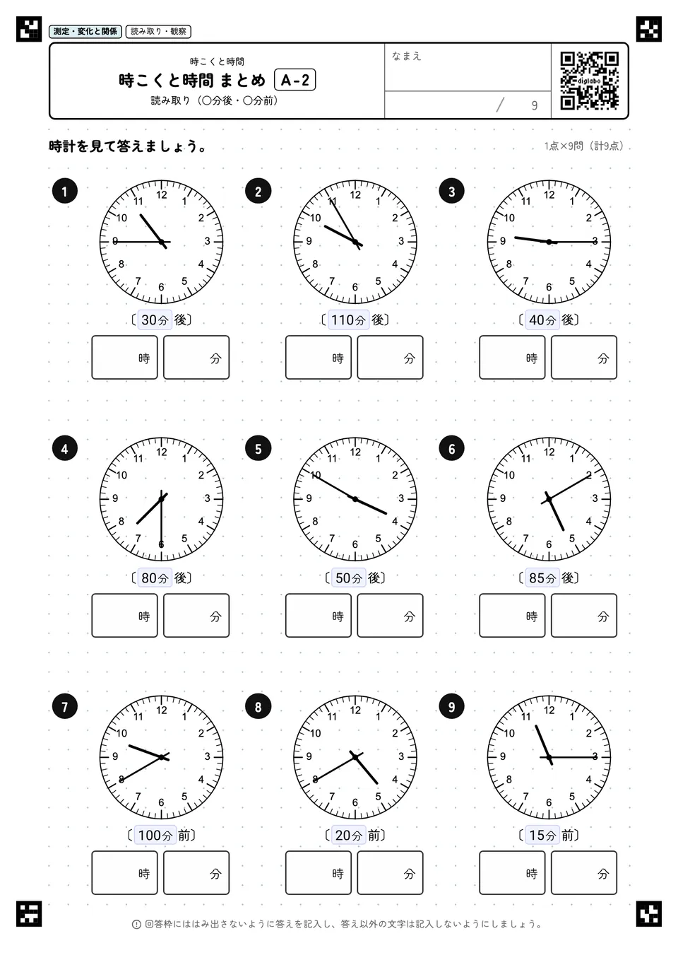 時こくと時間 まとめ A-2