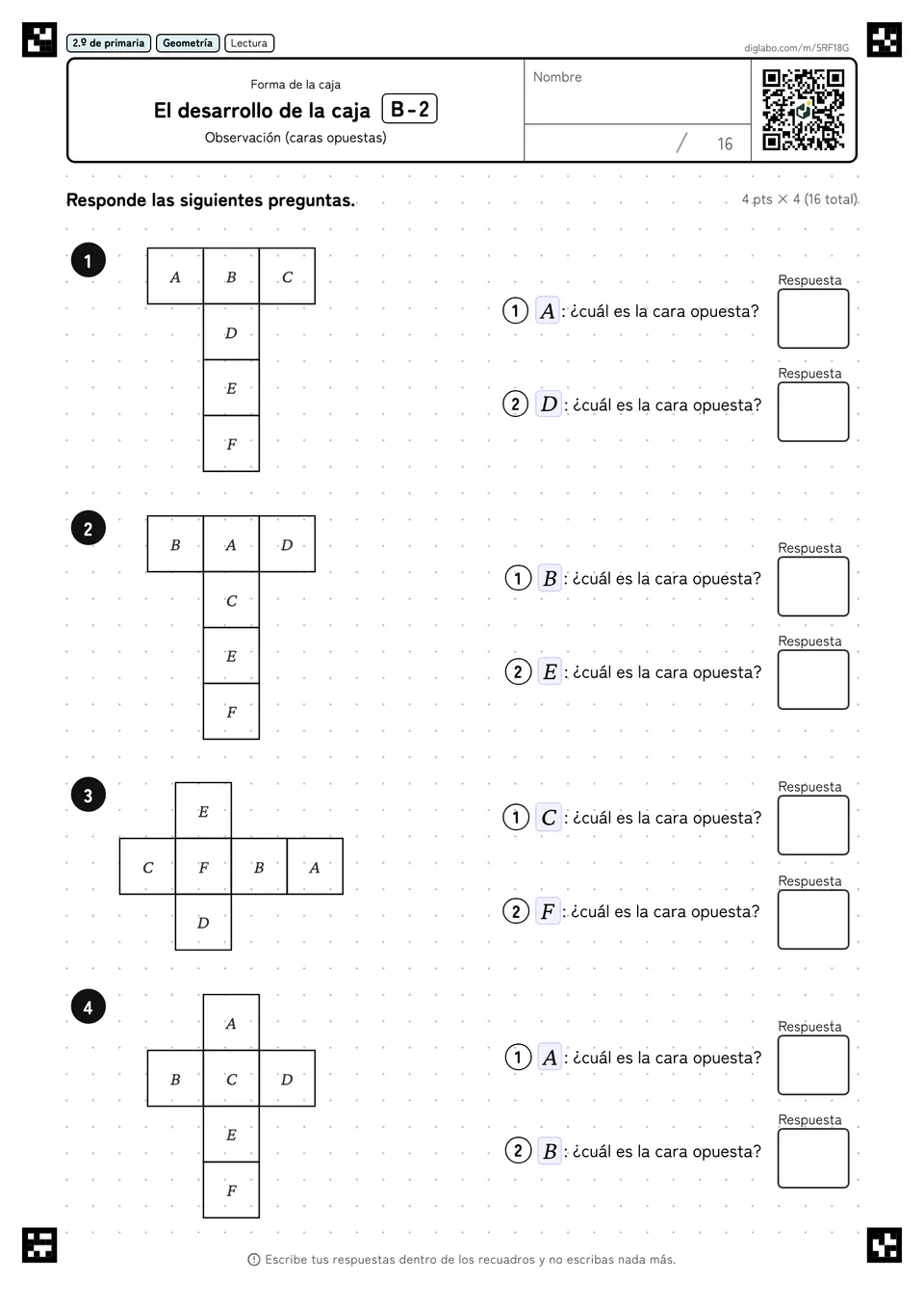 2.º de primaria Forma de la caja El desarrollo de la caja