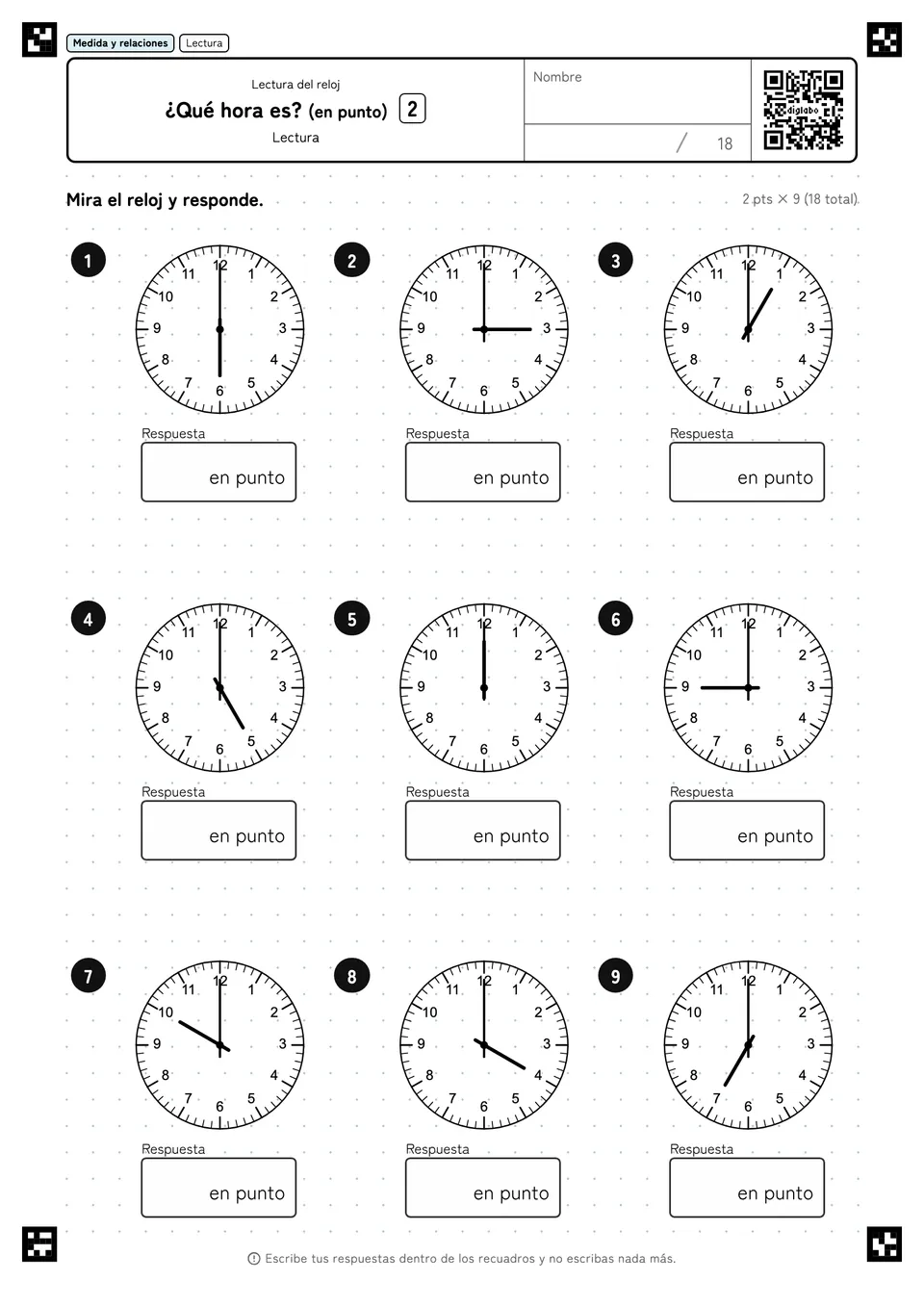 ¿Qué hora es? (en punto) 2