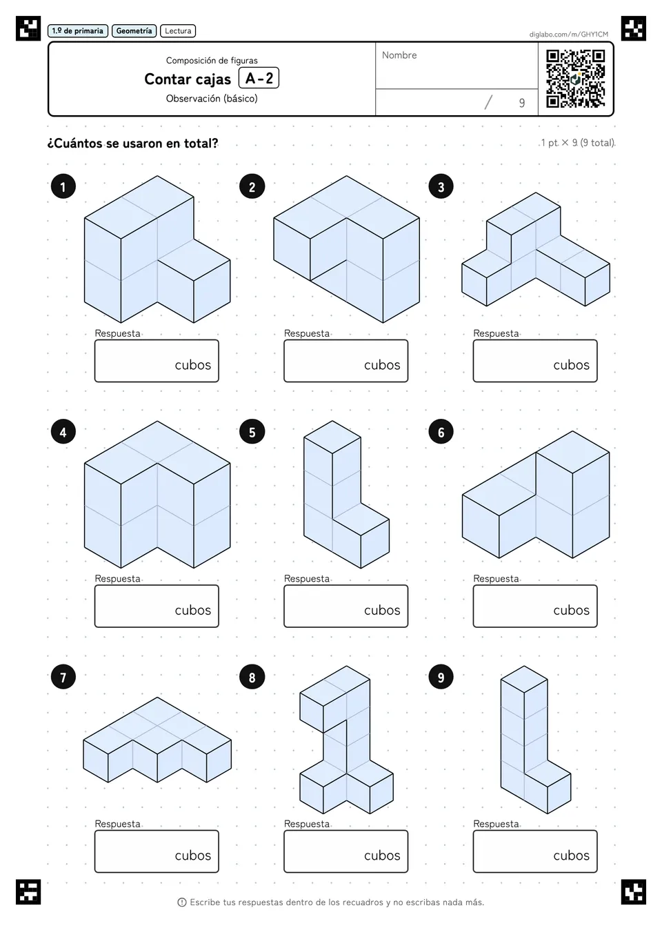 1.º de primaria Composición de figuras Contar cajas