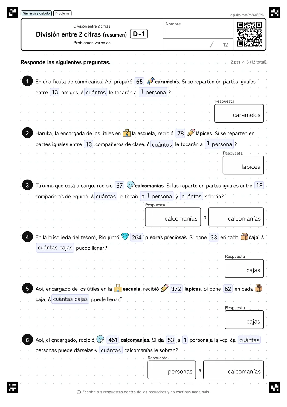 División entre 2 cifras (resumen) D-1