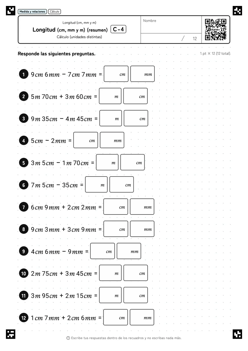 Longitud (cm, mm y m) (resumen) C-4