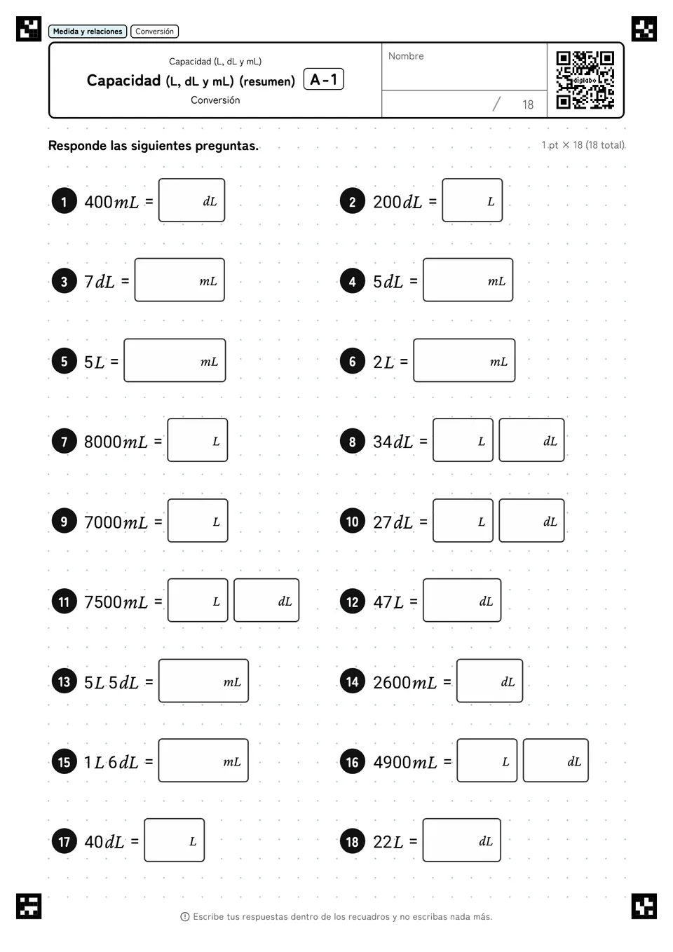 Capacidad (L, dL y mL) (resumen) A-1