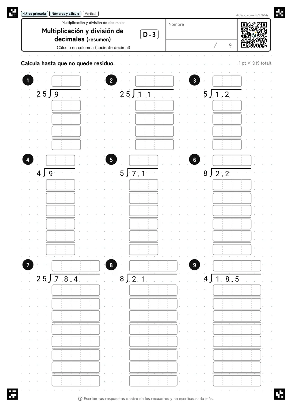 4.º de primaria Multiplicación y división de decimales Multiplicación y división de decimales (resumen)
