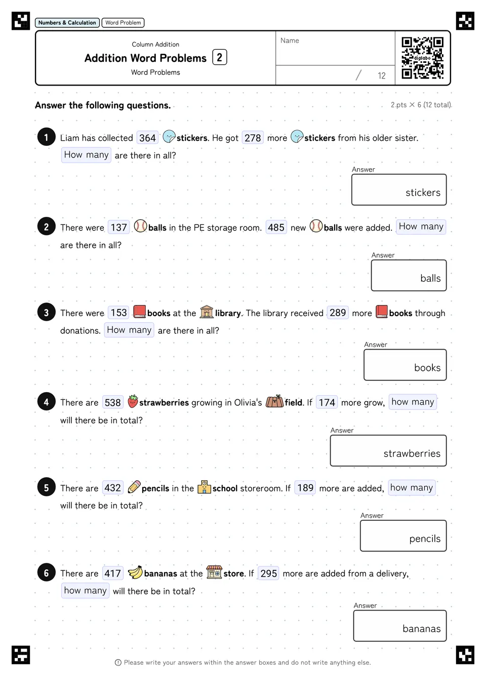 Addition Word Problems 2