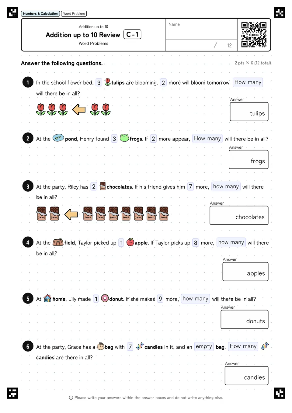 Addition up to 10 Review C-1