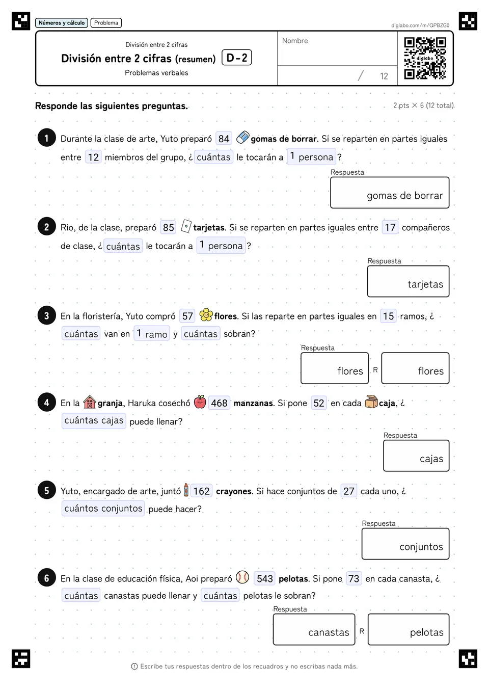 División entre 2 cifras (resumen) D-2