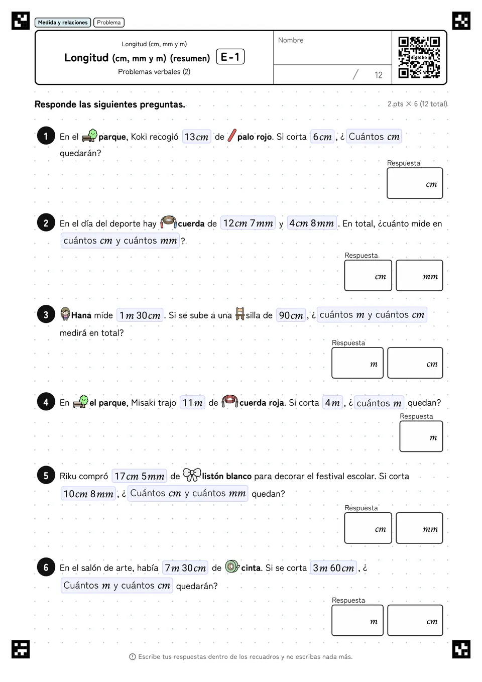 Longitud (cm, mm y m) (resumen) E-1