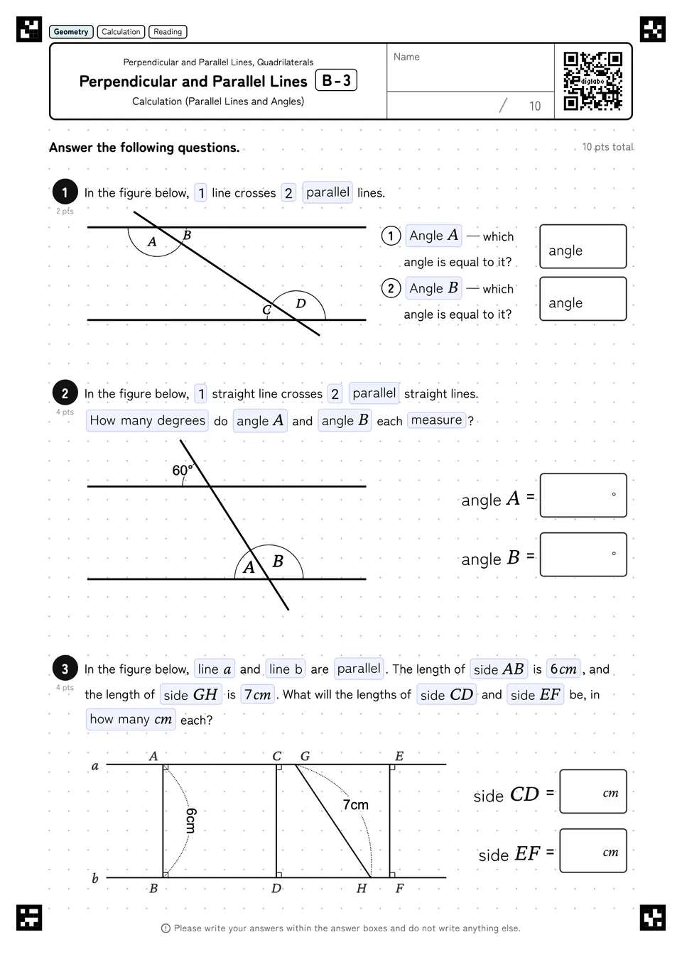 Perpendicular and Parallel Lines B-3