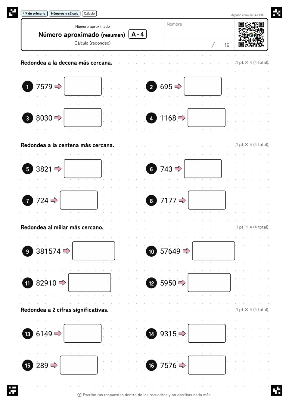 4.º de primaria Número aproximado Número aproximado (resumen)