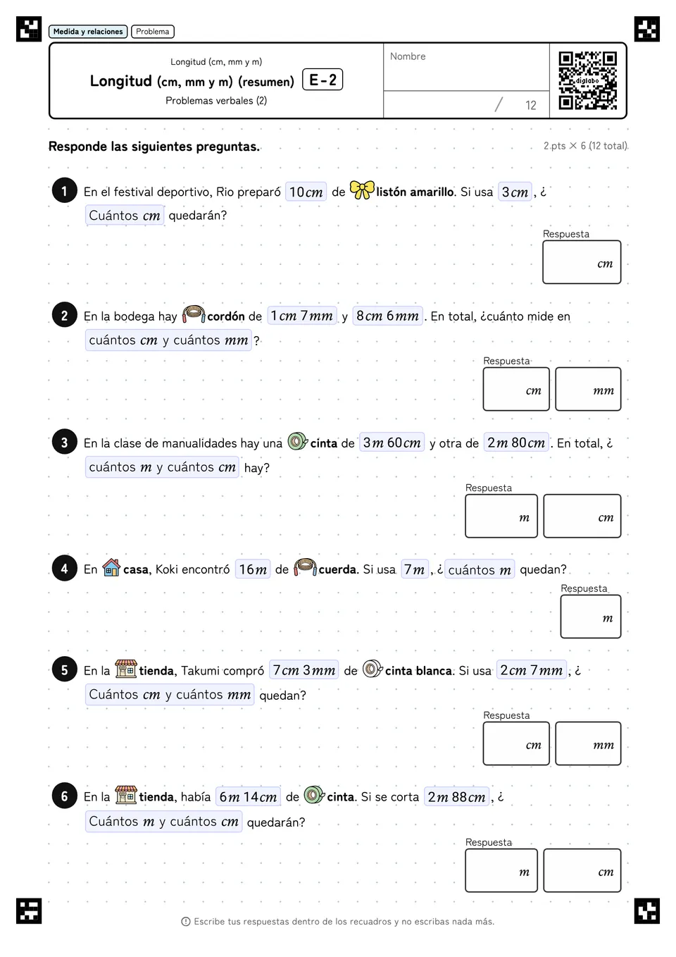 Longitud (cm, mm y m) (resumen) E-2