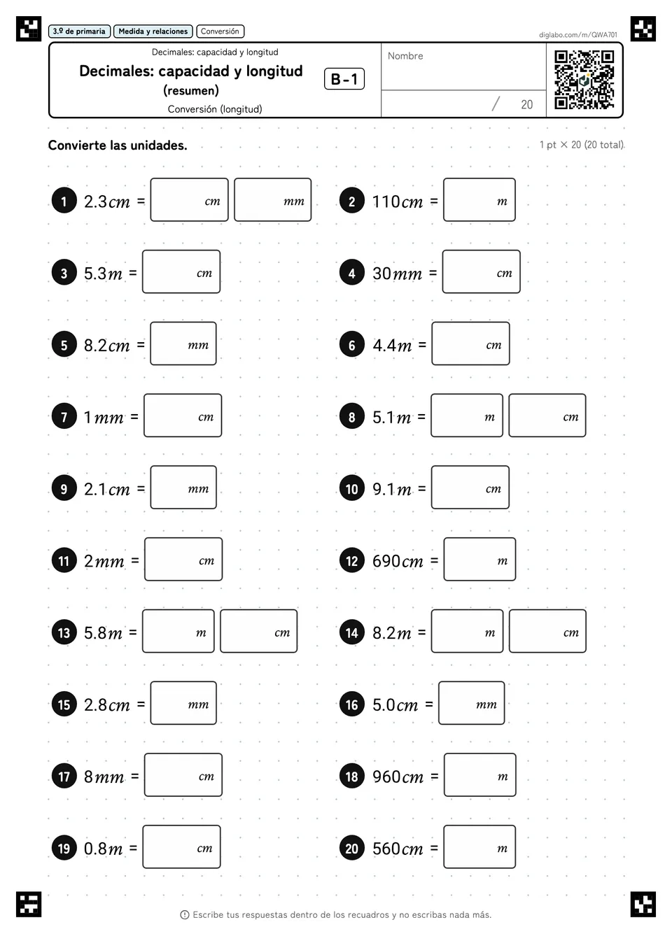 3.º de primaria Decimales: capacidad y longitud Decimales: capacidad y longitud (resumen)