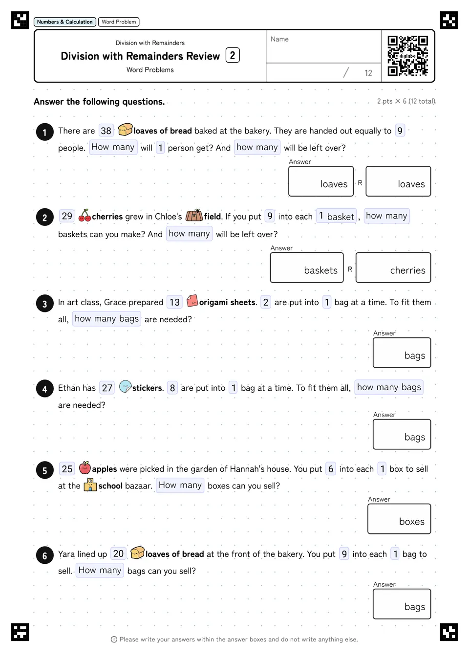 Division with Remainders Review 2