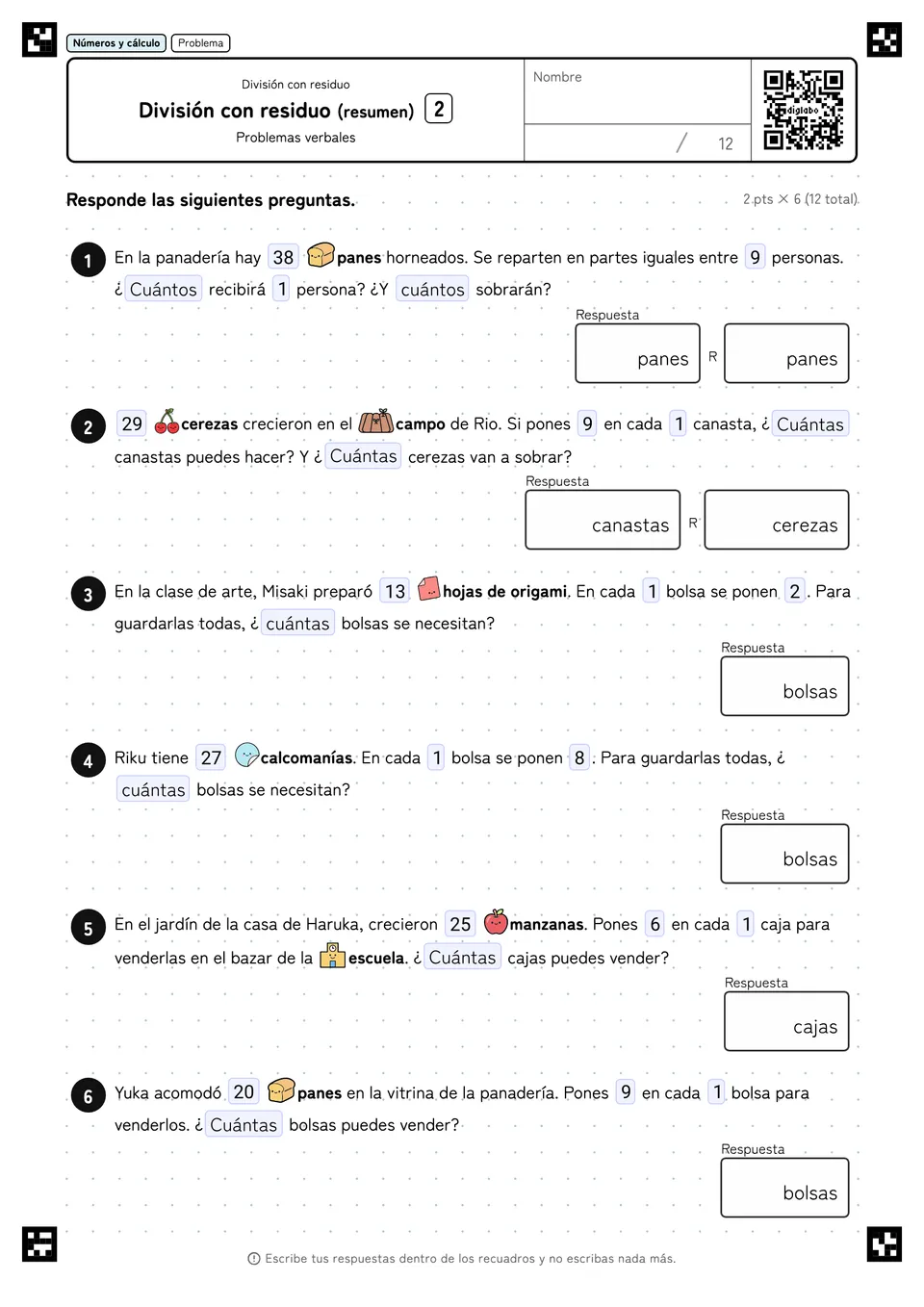 División con residuo (resumen) 2