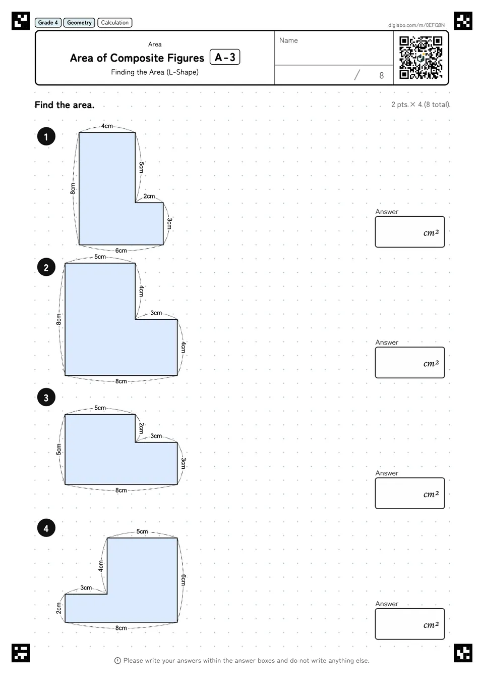 Grade 4 (Elementary School) Area Area of Composite Figures