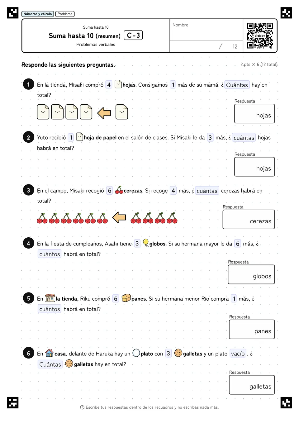 Suma hasta 10 (resumen) C-3