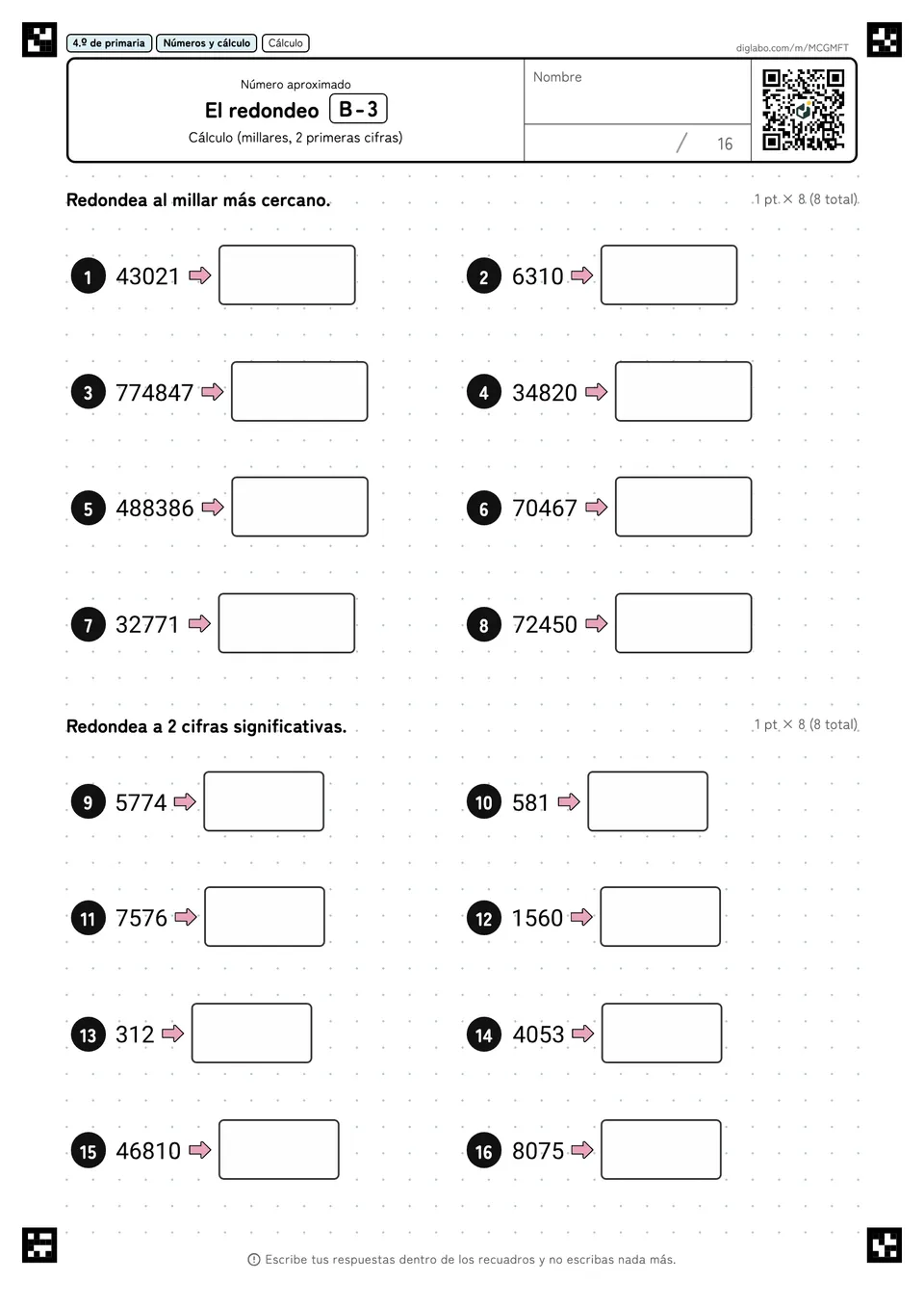 4.º de primaria Número aproximado El redondeo
