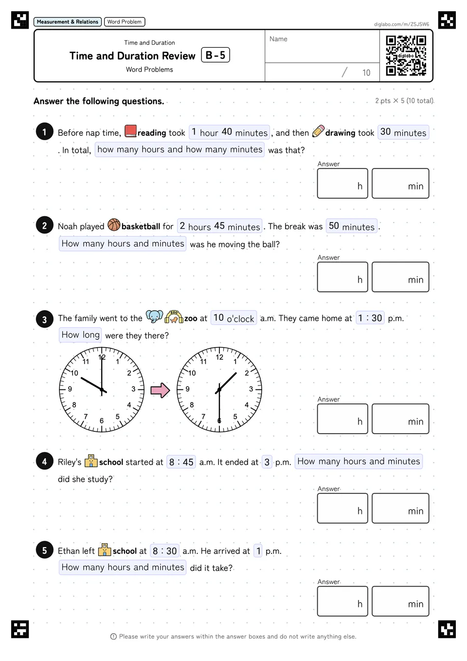 Time and Duration Review B-5