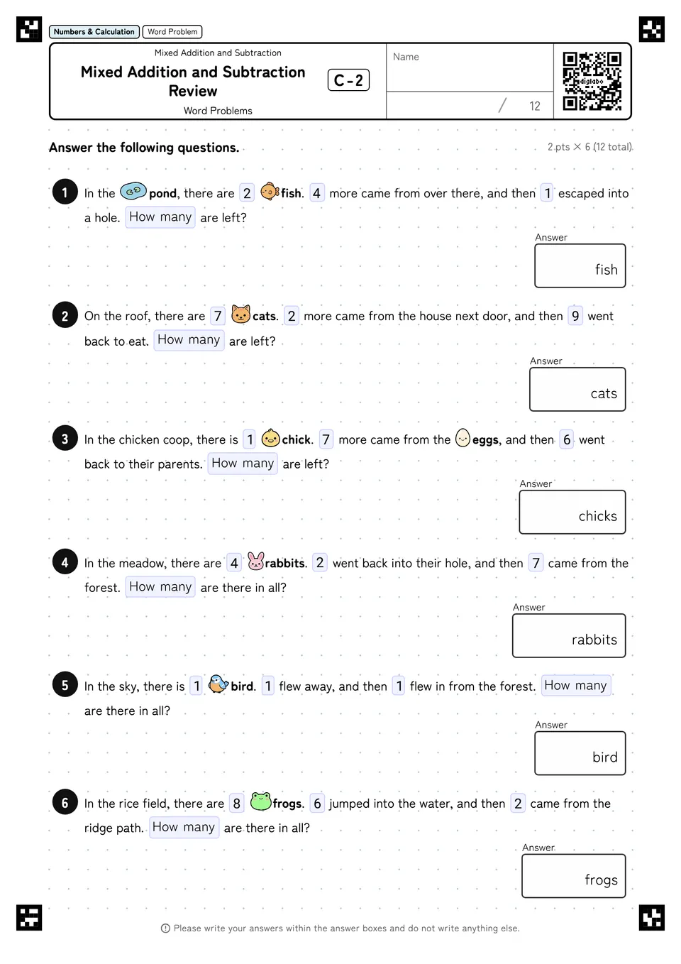 Mixed Addition and Subtraction Review C-2