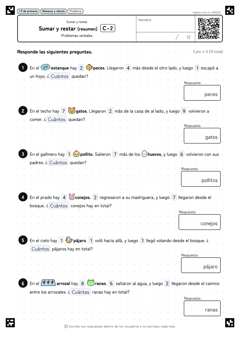 1.º de primaria Sumar y restar Sumar y restar (resumen)