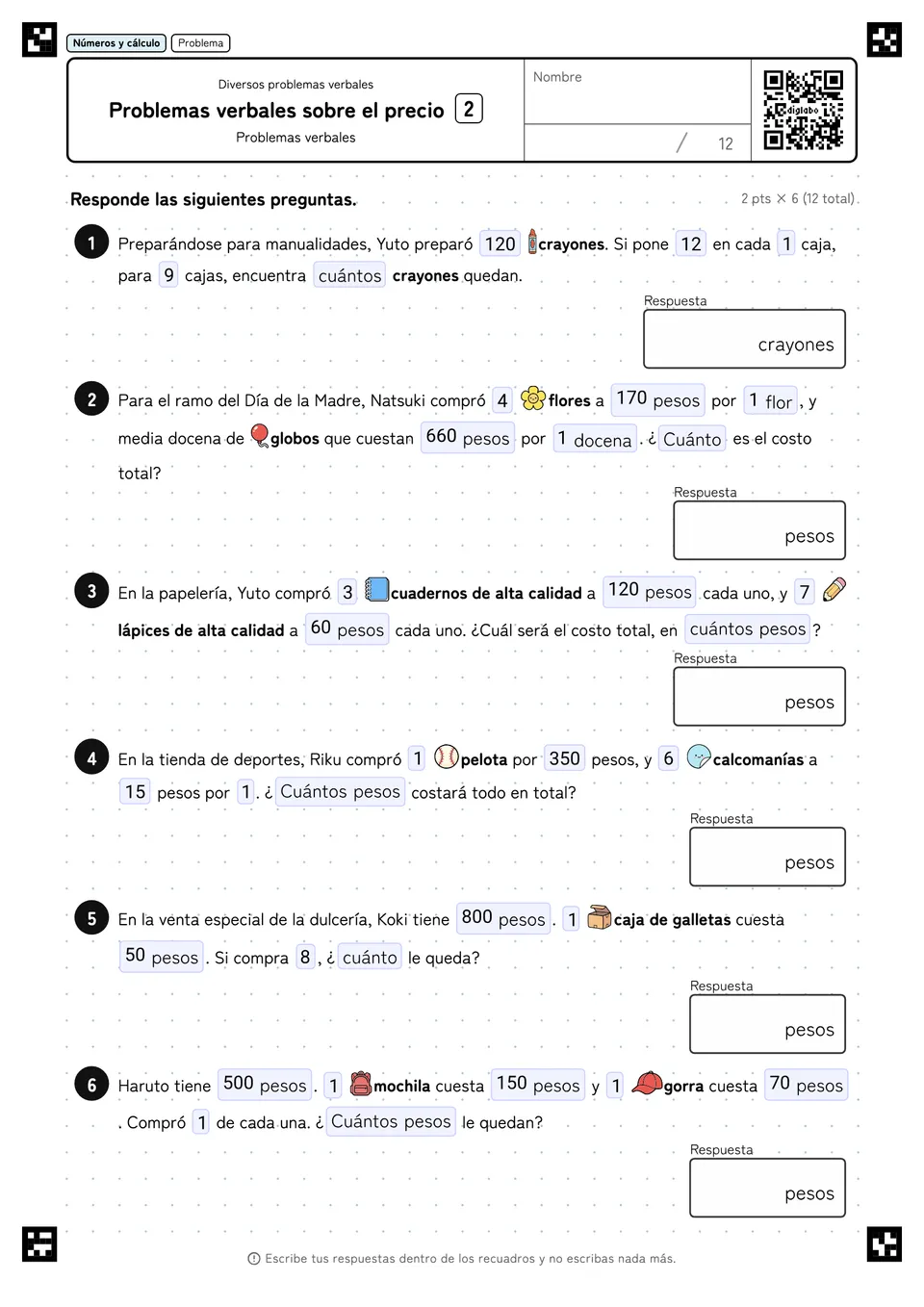 Problemas verbales sobre el precio 2