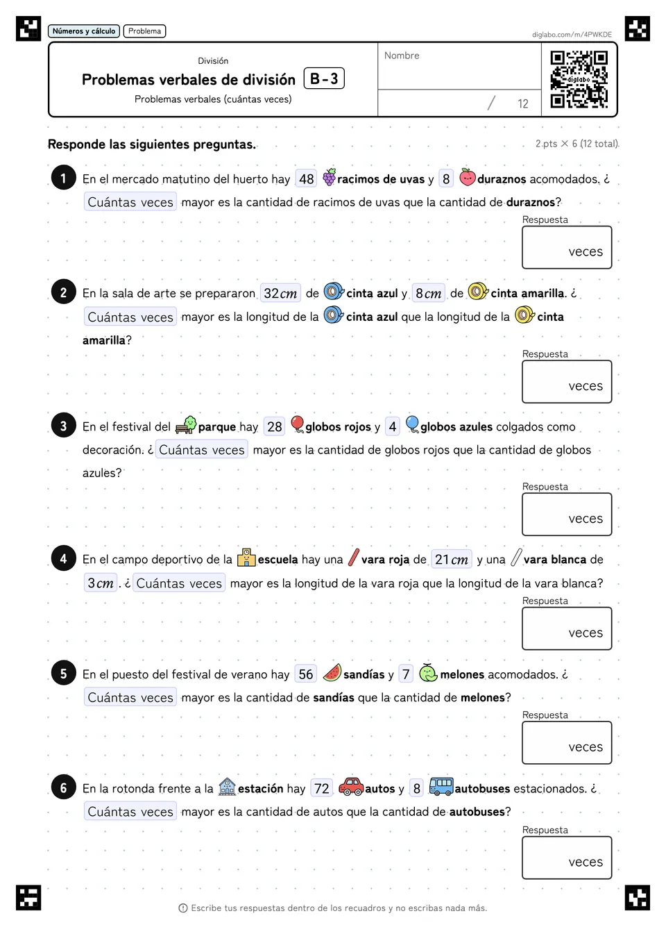 Problemas verbales de división B-3