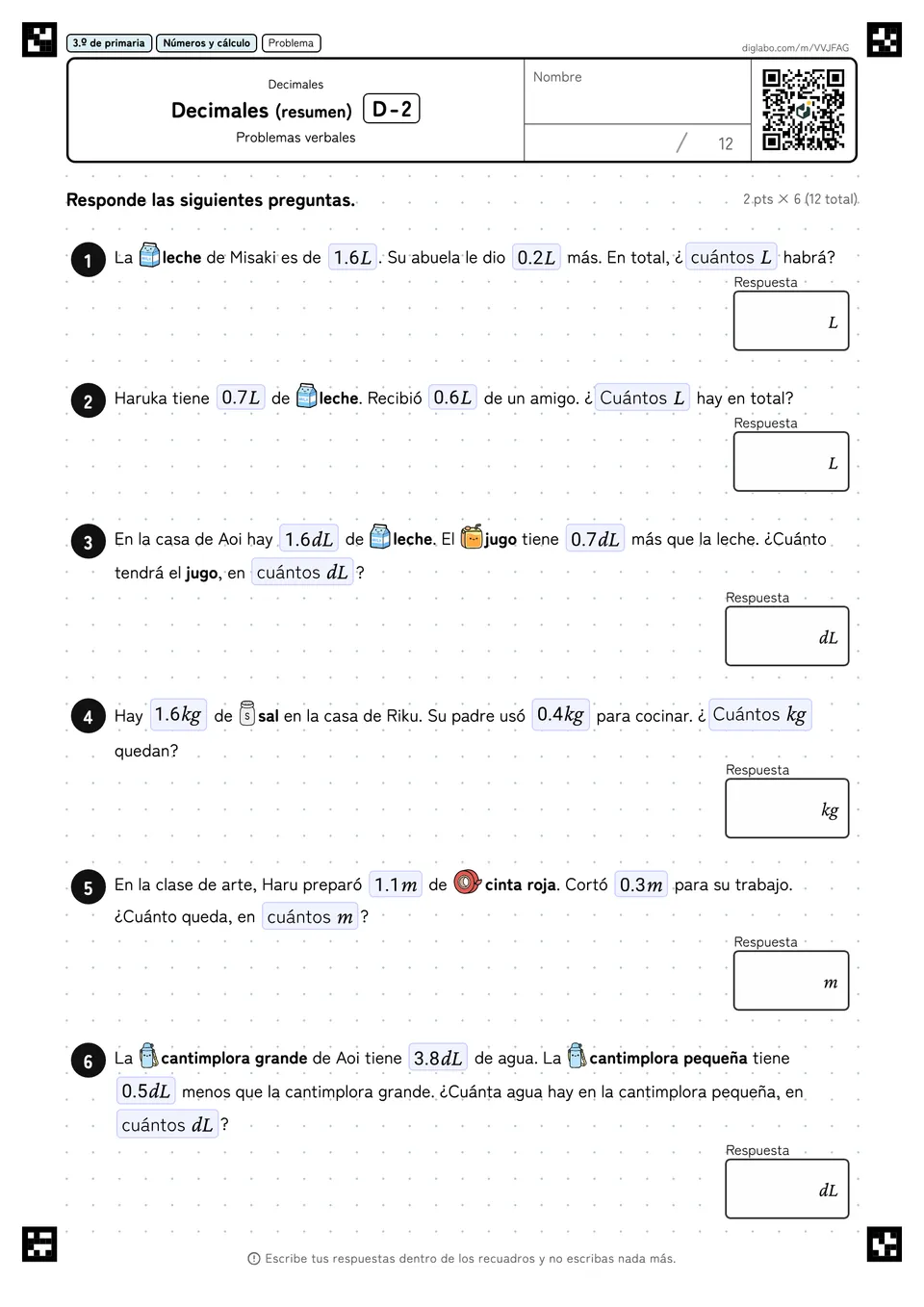 3.º de primaria Decimales Decimales (resumen)