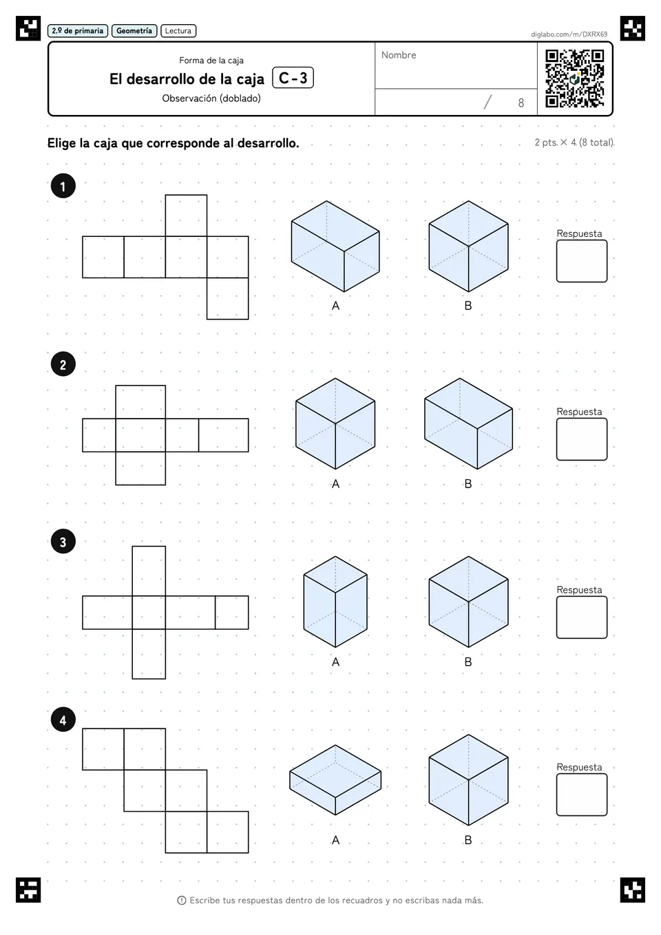 2.º de primaria Forma de la caja El desarrollo de la caja