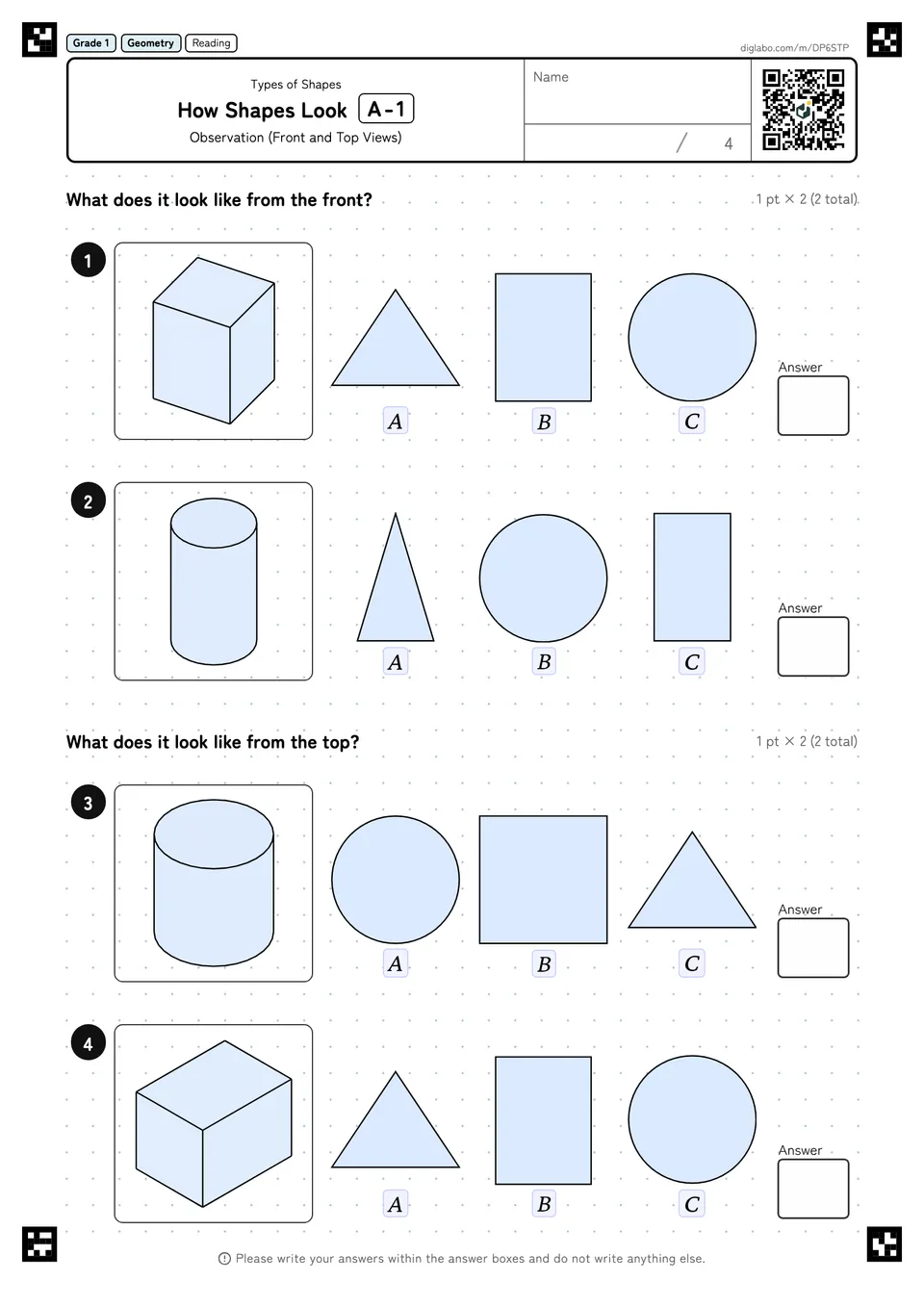 Grade 1 (Elementary School) Types of Shapes How Shapes Look