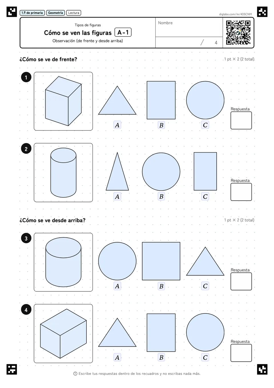 1.º de primaria Tipos de figuras Cómo se ven las figuras