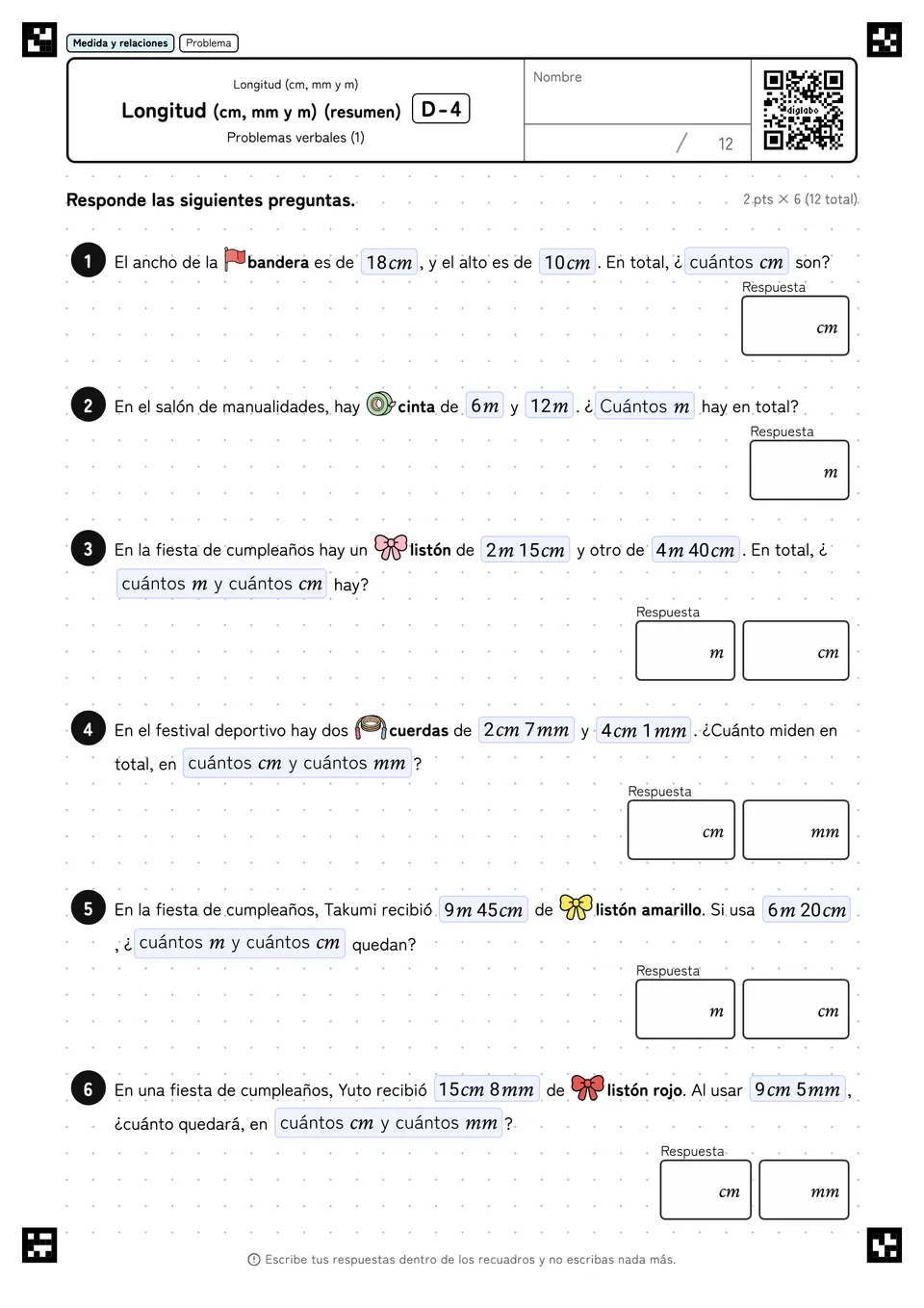Longitud (cm, mm y m) (resumen) D-4